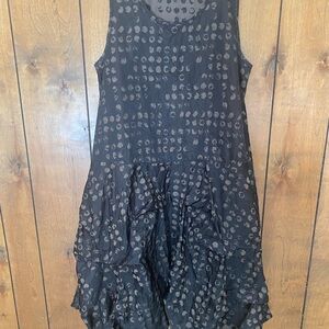 Women’s Black Asymmetrical Polka Dot Ruffle Dress